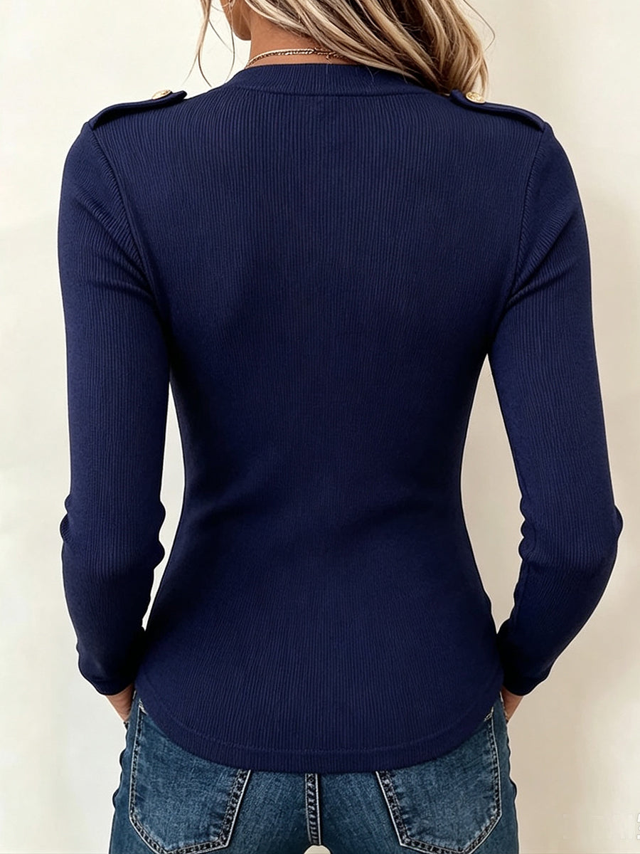 Chic Ribbed Knit Top With Lace-up Detail