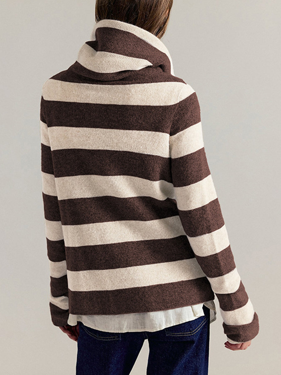 Boho Chic Striped Fringe Knit Cardigan