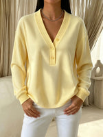 Cozy Casual Chic: Soft Yellow Waffle Knit Top