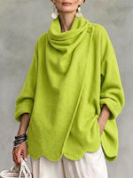 Cardigan in maglia stile avvolgente con collo ad anello e orlo ondulato
