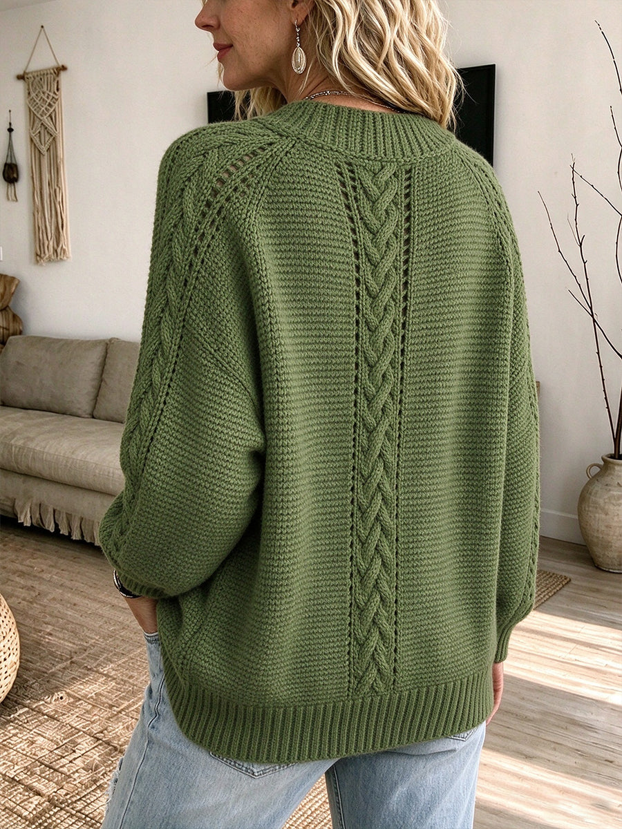 Zopfstrickpullover aus Wollmischung im Vintage-Stil