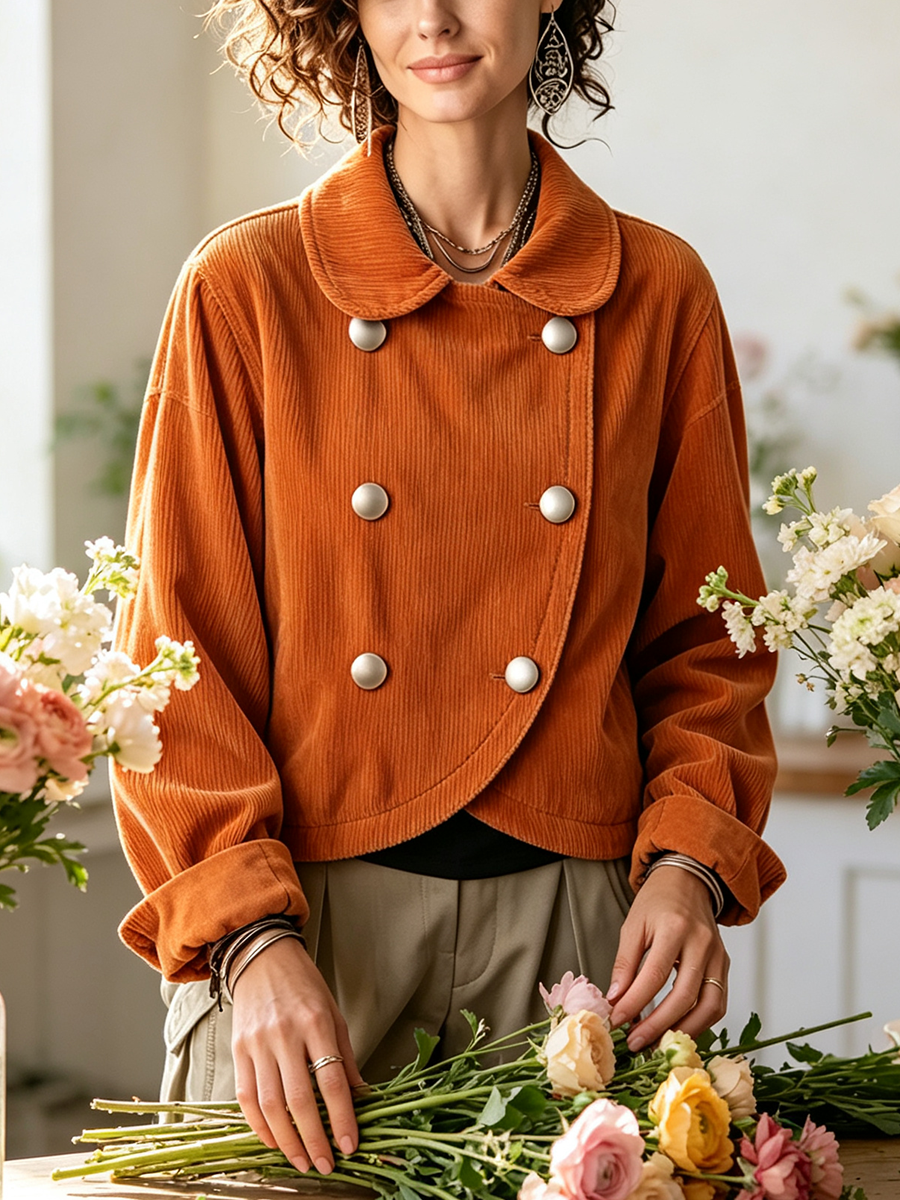 Chic Double-breasted Corduroy Jacket