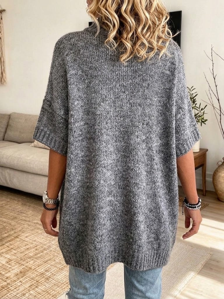 Top chic in maglia lunga con finiture in pizzo e dettagli multibottone (multicolore)