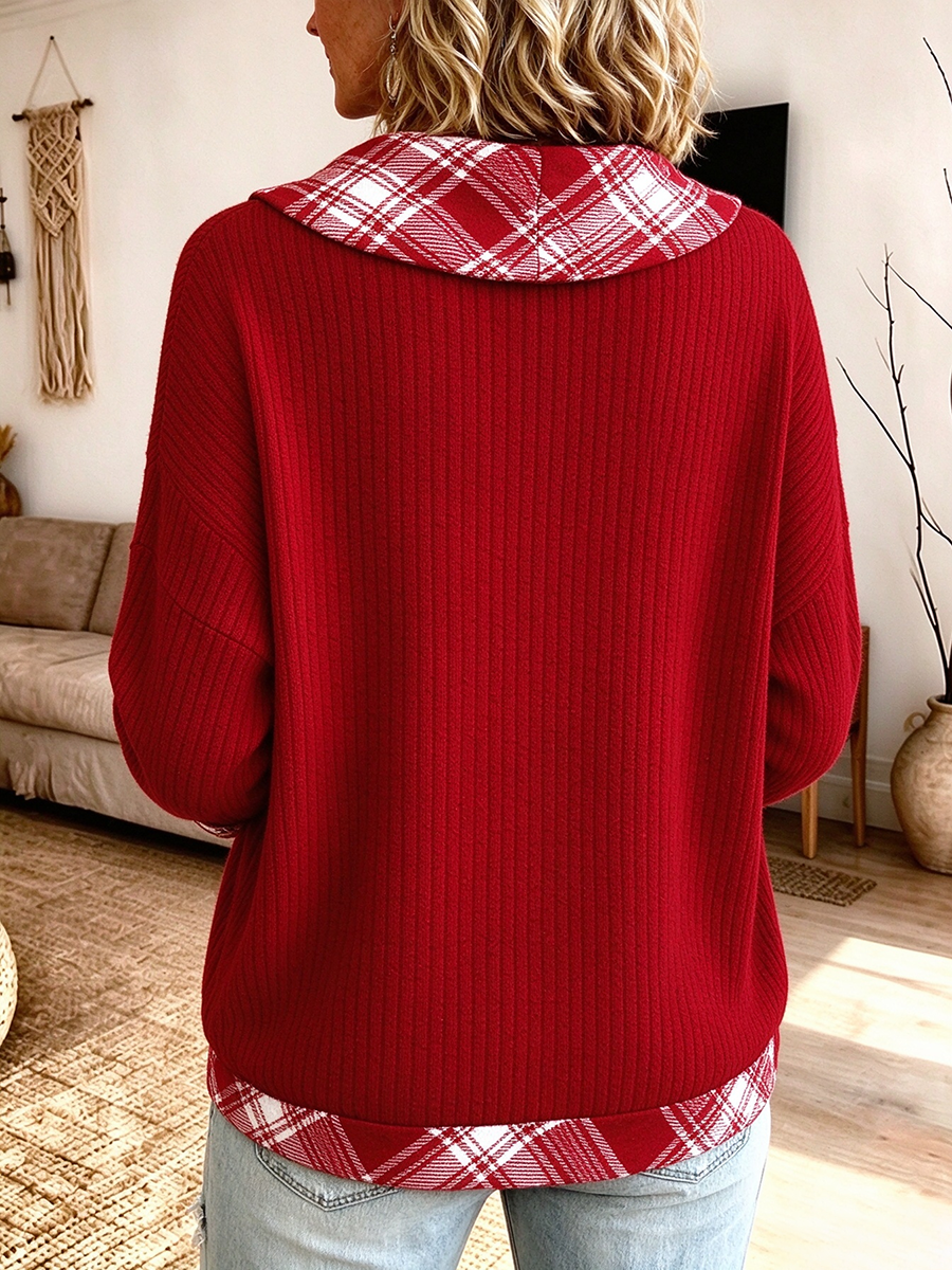 Lässiger, stilvoller karierter zweiteiliger Pullover