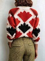 Maglione lavorato a maglia con intarsio astratto vibrante