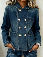 Retro Double-Breasted Utility Denim Jacket