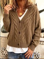 Casual And Cozy Cable-knit V-neck Cardigan