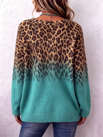 Boho Chic Ombre Leopard V-neck Sweater