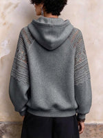 Felpa con cappuccio in misto cotone chic con pannello in pizzo