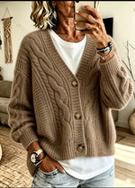 Casual And Cozy Cable-knit V-neck Cardigan