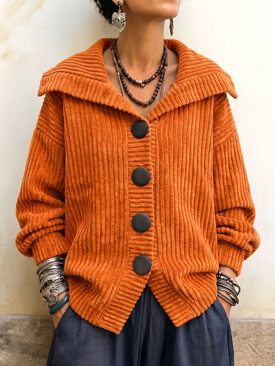 Cozy Corduroy Oversized Button-Front Shirt