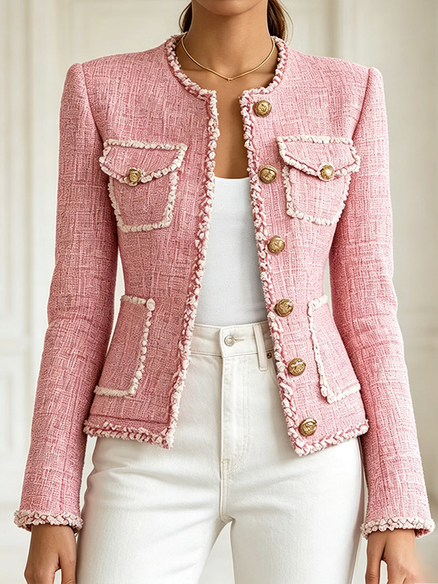 Tweed Jacket With Exquisite Pink Trim