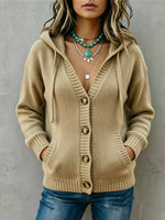 Cozy And Casual Hooded Knit Cardigan