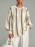 Effortless Striped Pointelle Knit Sweater