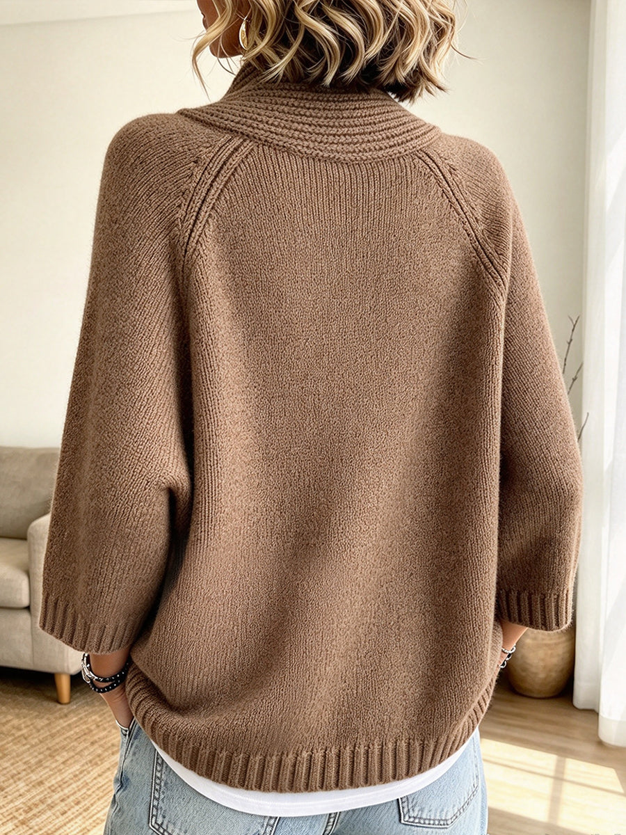 Cárdigan elegante de punto grueso con cuello alto