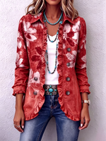 Boho-chic Vintage-inspired Floral Ruffle Jacket
