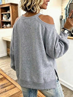 Locker sitzendes, schulterfreies Sweatshirt mit überkreuzten Schnürdetails und Laternenärmeln