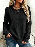 Cozy Textured Open-knit Sleeves Sweater