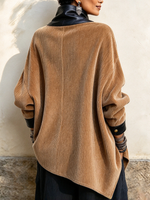 Acogedora chaqueta de pana de piel sintética con estilo asimétrico