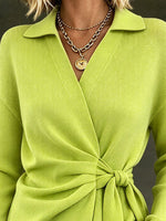 Ŝika Eleganta Vigla Lime Green Wrap Tie Supre