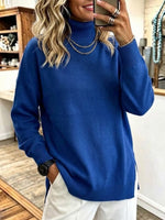 Jersey de punto holgado con cuello alto y abertura lateral