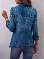 Boho-style Vintage Floral Print Ruffled Jacket