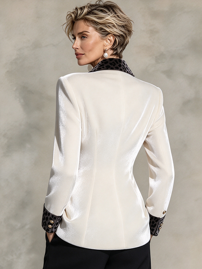 Elegante top leopardato formale in velluto