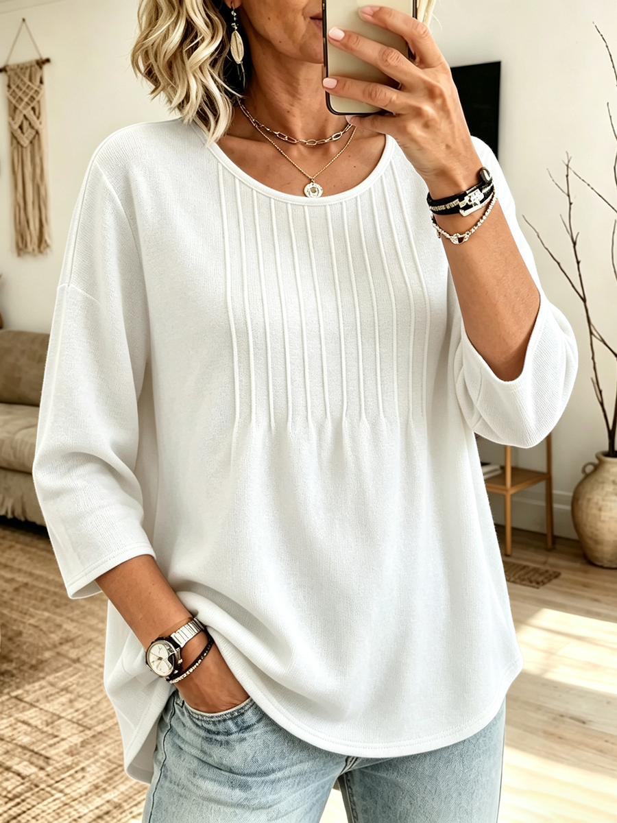 Cozy Minimalist Pleated Top