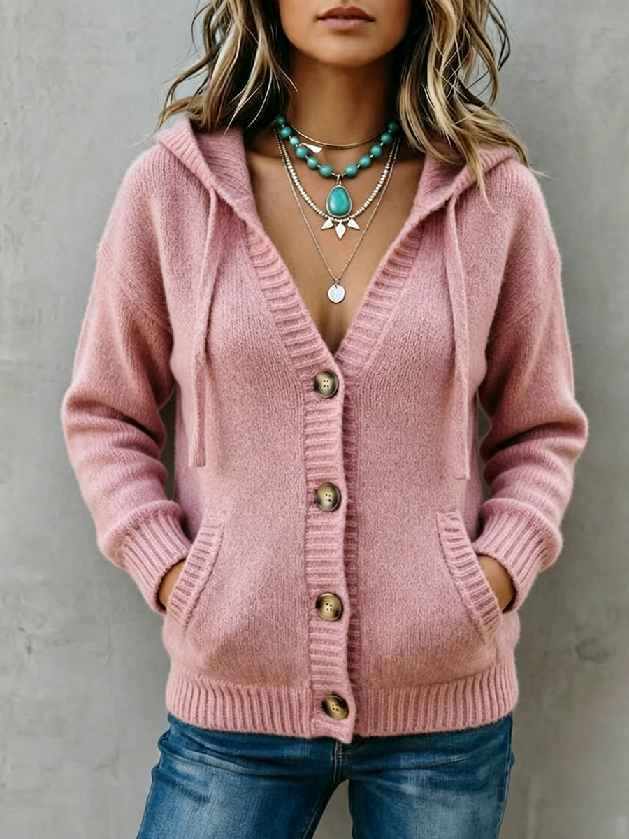 Cozy And Casual Hooded Knit Cardigan