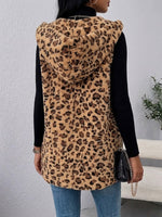 Leopard-print Reversible Plush Casual Vest