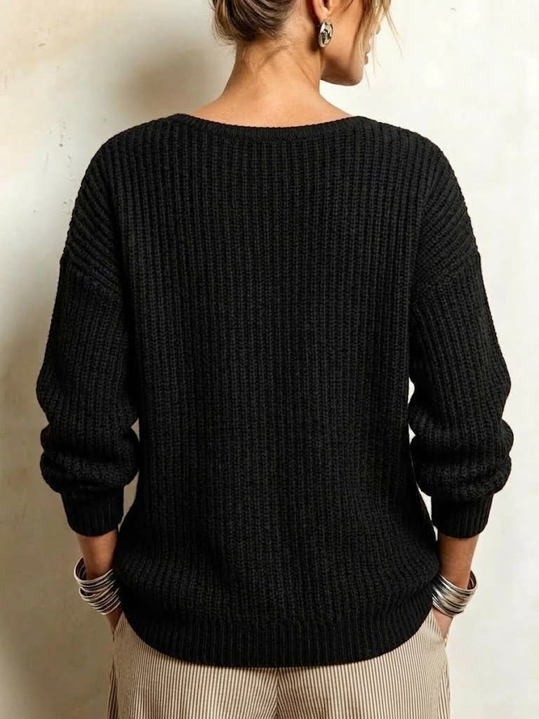 Ribbed Knit Top With A V-neck, Cut-out Shoulders, And A Faux-layered Design