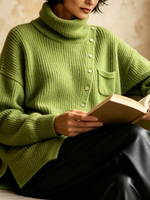 Maglione asimmetrico a collo alto rilassato