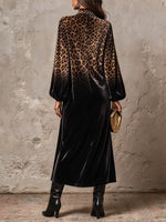 Vestido largo de terciopelo con estampado de leopardo degradado