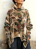 Top largo de terciopelo con estampado paisley estilo vintage