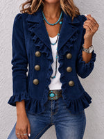 Blazer vintage in tessuto scamosciato con volant