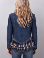 Chic Denim Ruffle Plaid Jacket