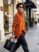 Ŝika Malsimetria Buton-supren Kolumo Corduroy Top