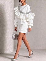 Glamorous Sequin Ruffled Oversize Sweatshirt Mini Dress