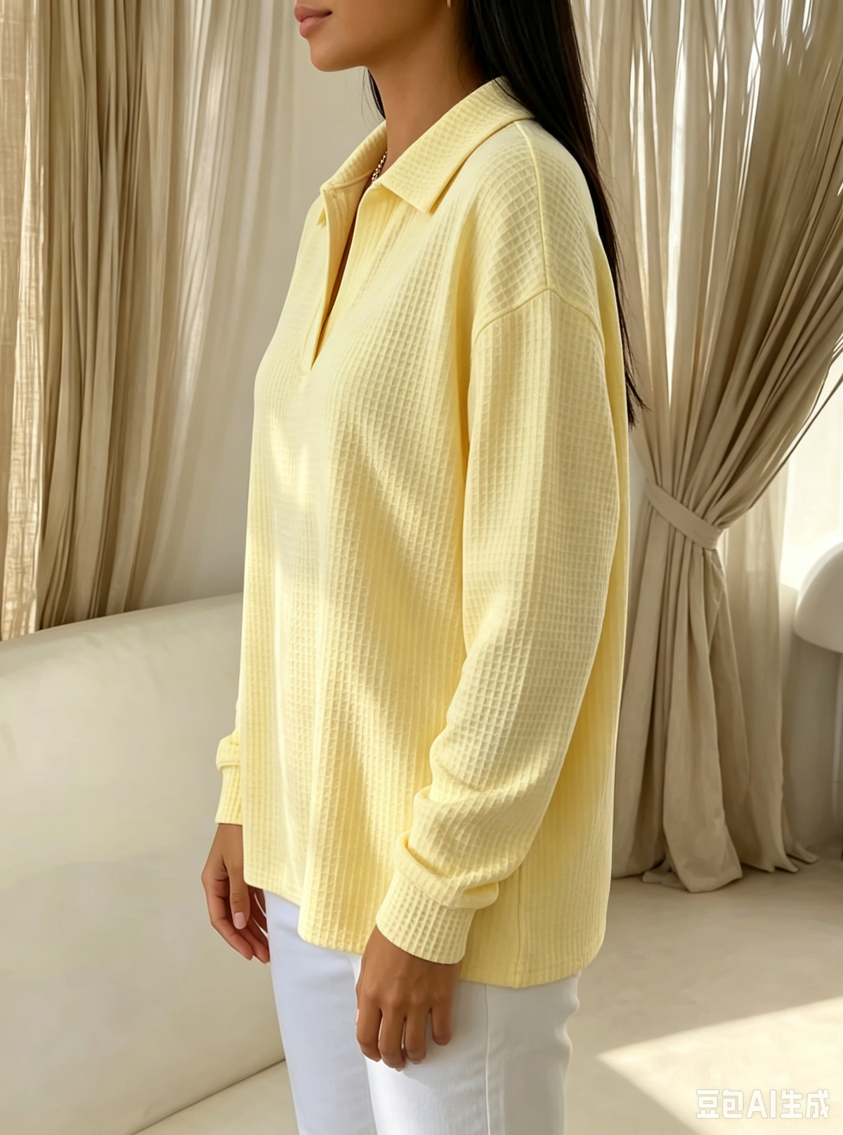 Cozy Chic Soft Waffle-knit Polo Top