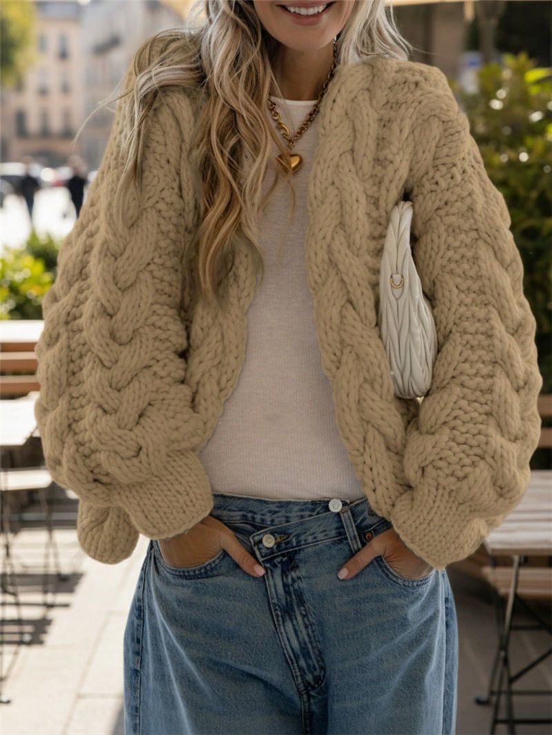 Cozy Cream Chunky Cable Knit Cardigan